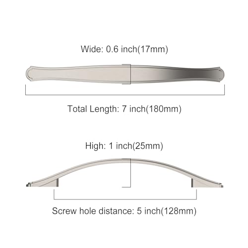 Image of Asidrama 10 Pack 5 Inch(128mm) Brushed Satin Nickel Kitchen Cabinet Handles Cabinet Pulls Kitchen Cabinet Hardware for Cupboard Drawer Pulls