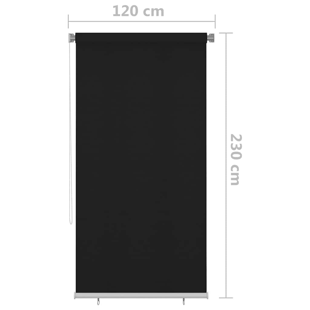 Außenrollo 120x230 cm Schwarz aus hochdichtem Polyethylen, Sichtschutz und Sonnenschutz für Balkon, Terrasse, Fenster, mit Montagezubehör, UV-Schutz, Verdunkelung, Wärmeschutz, Blickschutz