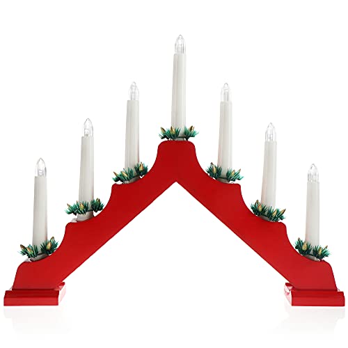 com-four® LED Schwibbogen als Weihnachtsbeleuchtung - Kerzenbrücke...