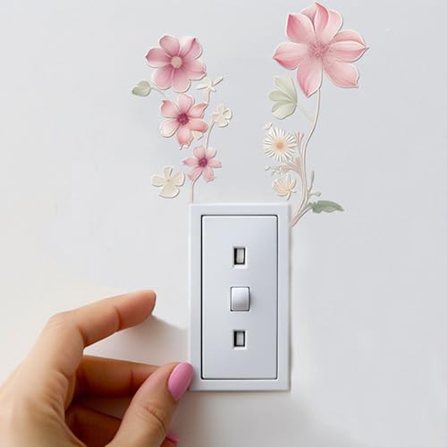 Blume Wandschalter Aufkleber Wandtattoo Blumen Lichtschalter Sticker Wandsticker PVC Floral Lichtschalter Aufkleber Steckdose Wandtatoo Flower Steckdosen Wall Stickers Zimmer Deko Aesthetic