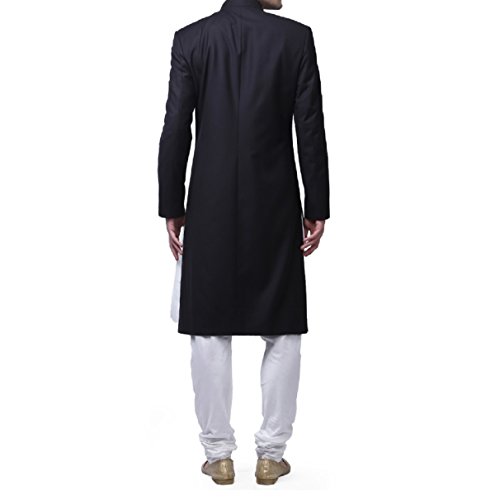 Image of Royal Kurta Men's Suiting Kneelong Black Bandhgala Sherwani for Men