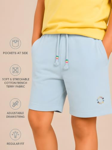 Image of Pilolo Kids Soft Cotton Terry Lycra Adjustable Drawstring Pocket Shorts for Boys