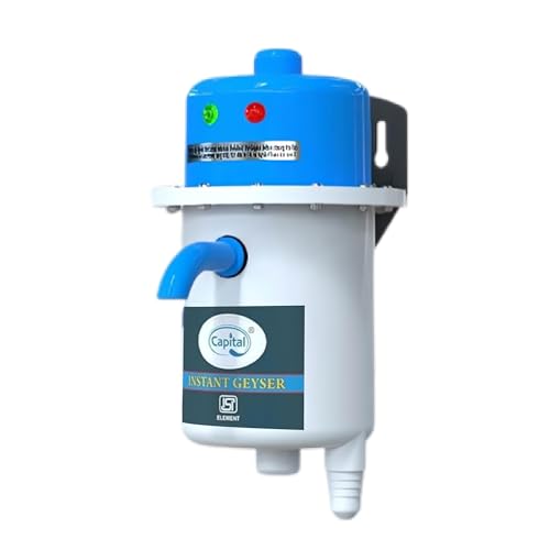Image of CAPITAL Instant Water Geyser 1 L | Portable Instant Water Heater | ABS Shockproof Body | Auto Safety Cut-Off | Fast Heating for Home, Office, Restaurant & Kitchen Use (Blue-White)