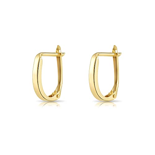 Image of 14K Yellow Gold Huggie Hoop Earrings, Shiny and Small, Round and Oval
