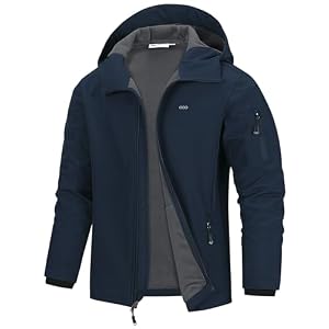 33,000ft Men’s Hooded Softshell Jacket Waterproof Lightweight Insulated Windbreaker Fleece Lined Rain Shell Jacket