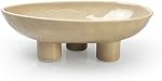 Three-Legs Ceramic Fruit Bowl, 25cm Ceramic Bowl for Kitchen Counter, Large Candy Bowl, Key Bowl for Home Decor Oval Ceramic Bowl Beige ca