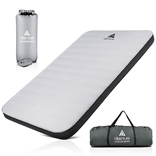 Hikenture 4 INCH Thick Self Inflating Sleeping Pad with 9.5 R Value, Comfort Plus Camping Mattress, Inflatable Foam Insulated Camping Pad, Camping Mat for 4-Season (White, Double (78"×52"))