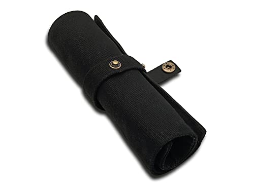 Image of Funny live Pure Color Pen Pencil Wrap Pencils Roll Holder,Simple Retro Style Pen Pouch Bag Coloring Pencils Organizer Holder Colored Pen Paint Brush Storage Pouch (Black)