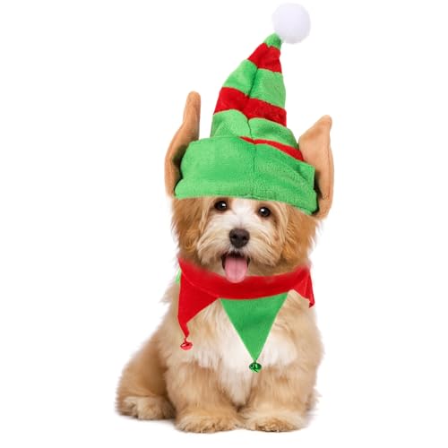 Disfraz para perro gorro y collar navideño POPETPOP miniatura 2