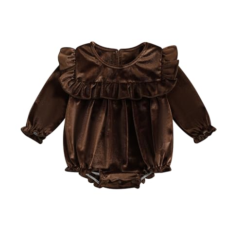 Ledy Champswiin Newborn Infant Baby Girl Winter Romper Solid Ruffled Jumpsuit Baby Velvet Shirt Fall Clothes One Piece Outfit