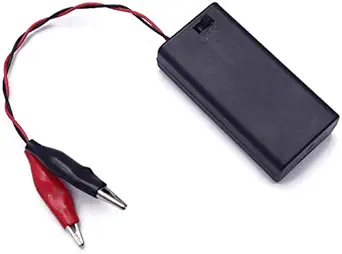 Electronic Spices 1.5V AA Battery Holder Case Wired attached Cap On/Off Switch with alligator clip for Electronic Batteries Black Plastic