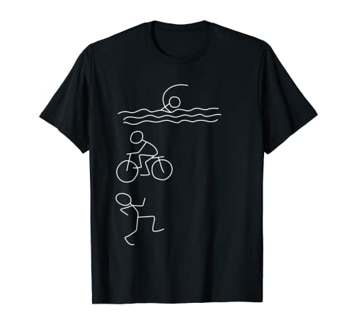 Funny Swim Bike Run Stick Figure Triathlon Triathletes T-Shirt