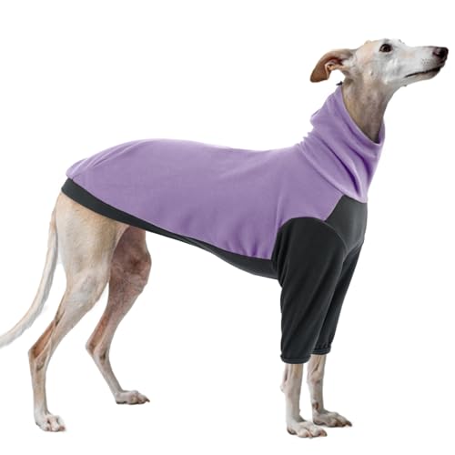 Whippet-Pullover für Hunde, Winterpullover für Whippet mit Halswärmer, italienische Windhunde, Kleidung für den Winter, warm und bequem für Windhunde, Lila, Größe S