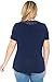 Plus Size Crochet Neck Trim Short Sleeve Top (1X-5X) (1X, Navy)