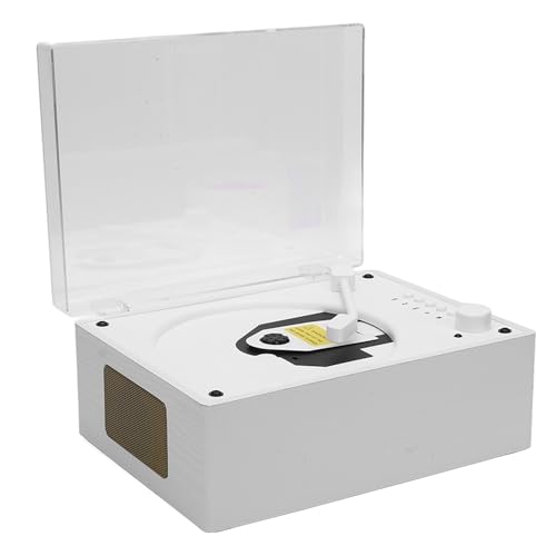 SENECESLI Desktop -cd Reproductor, Maleta -cd Reproductor de Calidad de Sonido Clara Retro con Control Remoto para el Automóvil para el Automóvil (Color de grano de madera blanca)