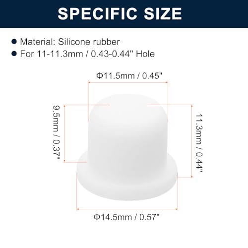 Image of uxcell 32 Pieces White Rubber Stopper, 11.5mm Plug Holes for 11-11.3mm /0.43-0.44 inch Hole