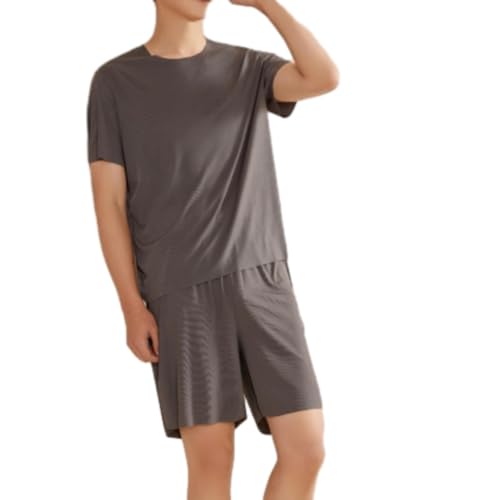 Soft Comfortable Ice Silk Short Sleeve 2-Piece Set, Short Sleeve Couple Loungewear, Summer Breathable Pajama Set