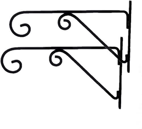 Image of Planter Hanger Metal Wall Hook Hanging Plant Bracket | Decorative Straight Plant Hanger for Pots, Bird Feeders, Planters, Lanterns, Macrame, Wind Chimes Indoor Outdoor (Black, 2)
