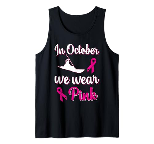 Mens October Pink Breast Cancer Awareness Kayaking Tank Top