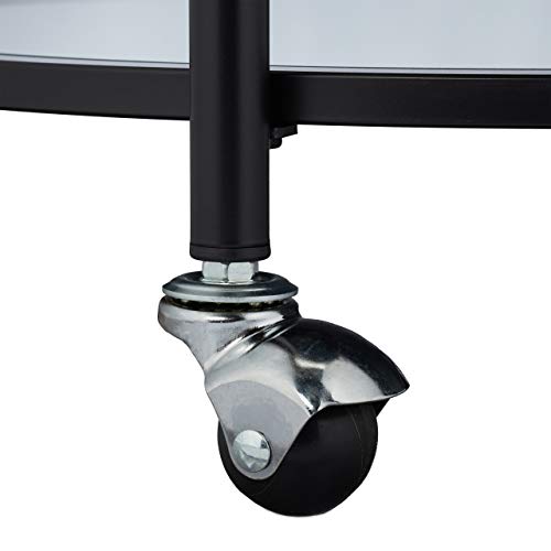 Relaxdays 10031632 Chariot Cuisine, Rond, desserte avec 2 étages, Acier, Bar Roulant avec 4 roulettes, métal, 75 x 50 cm, Noir - Image 7