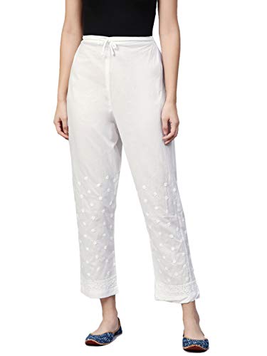 Ada Indian Hand Embroidered Traditional Chikankari Women's Cotton Palazzo Pant A100147
