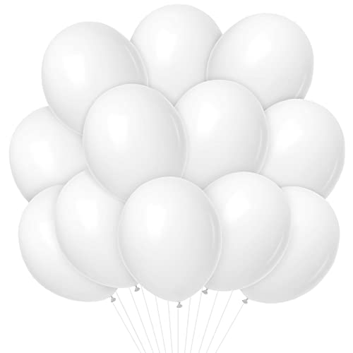 100 Blanc Ballon Nacré, Ballon Baudruche Blanc Helium Latex 30cm pour Mariage,Naissance, Bapteme Fille, Baby Shower Garcon, Anniversaire Fete