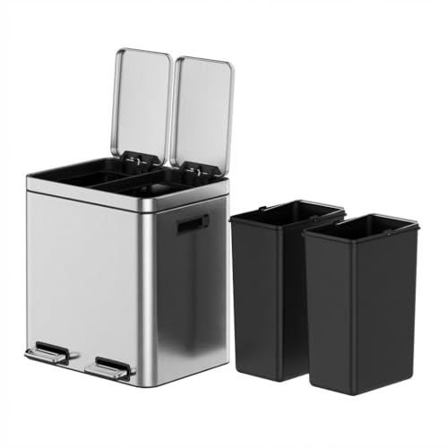 Caneca de basura rectangular de acero inoxidable 30L con tapa suave