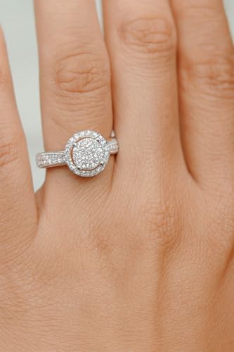 Vintage-Inspired Halo Diamond Ring, 0.40 CT Natural Diamonds, 10K White Gold, Round Brilliant Cut3