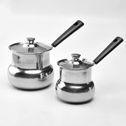 ANSNOW Stainless Steel Hot Milk Cup Espresso Steaming Pitcher Mini Saucepan Butter Warmer Milk Cream Pitcher Creamer Pot Basting Pot Non-Stick Frying Pan Milk Pots Steamer Child Italian - Image 8