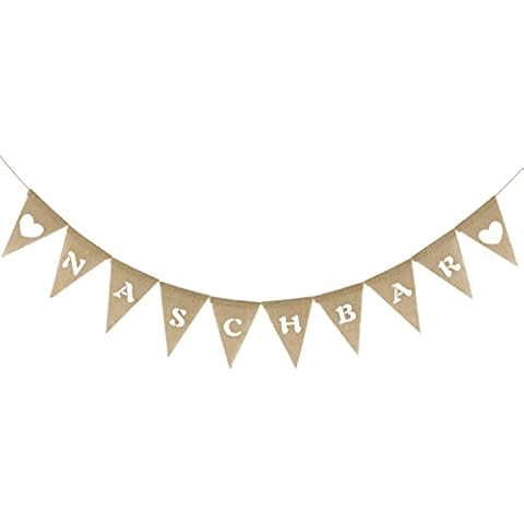 BETESSIN Naschbar Girlande Leinen Naschbar Wimpelkette Vintage Candy Bar Banner Candy Bar Deko für Geburtstag Hochzeit Taufe Feier Party Cover