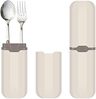 Skycase Portable Cutlery Storage Box, 2Pcs Travel Knife Fork Spoon Holder Tableware Storage Box, Food Grade PP Cutlery Storage BoxWhite