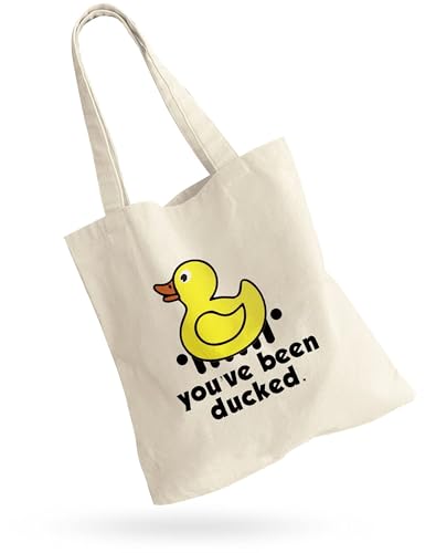 LANBAIHE You've Been Ducked Bag, Duck Duck Tote Bag, Purse For Duck Lovers, Carrying Sack, Rubber Duck Bag, Carryall, Natural Canvas Tote Bag - Reusable Casual Handbag