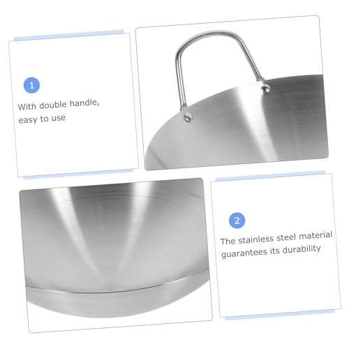 Wok grande de acero inoxidable con fondo redondo y superficie antiadherente miniatura 4