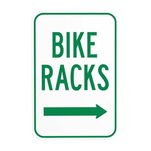 Letrero de advertencia de metal con flecha derecha para portabicicletas, cartel de seguridad para carretera, calle, hogar, negocios, decoración de pared, letreros de estaño de seguridad, 30,5 x 20,3