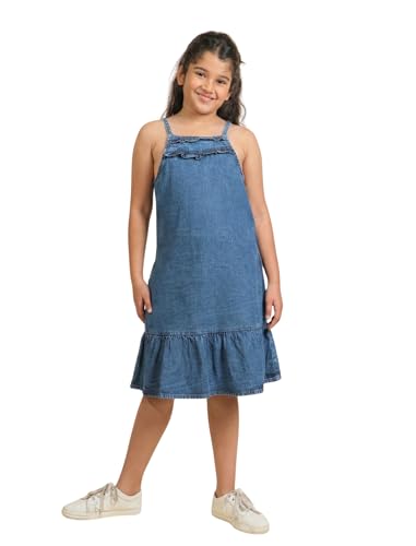 Image of Tweeny Mini Girls Kids Pure Cotton Pinafore Dress Winter Summer Premium Dungaree Dresses with Pockets (Without T-Shirt)