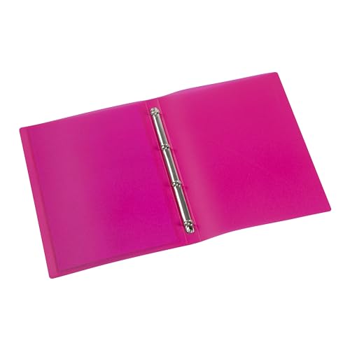 Viquel - Flexibler Ordner, A4, personalisierbar, 4 Ringe, Rücken 2,5 cm, Himbeerrot, durchscheinend