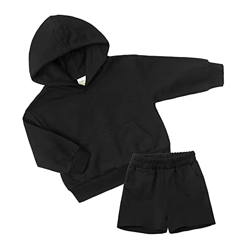 Boys Girls Plain Shorts Set Cute Hoodie Sweatsuits Elastic Waist Solid Pants Set Casual Outdoor Athletic Outfit3