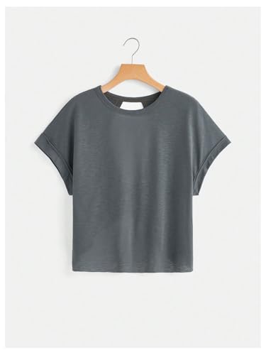 Image of SOLY HUX Women Open Back Tops Workout Backless Tee Casual Athletic Shirts Short Sleeve Oversized Gym T Shirt