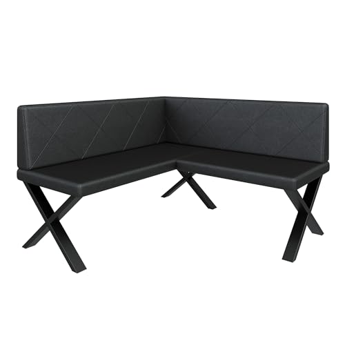 FURNISTAR Eckbank Akiko Metal X - Eckbankgruppe für Ihrem Esszimmer, Küche modern, Sitzecke, Essecke. Perfekt für Küche, Büro und Rezeption. Solide und Starke Verarbeitung. (130x130-Soft11)