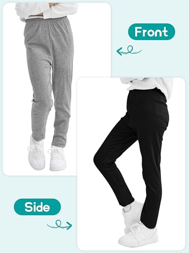 Resinta 6 Pack Girls Cotton Leggings Kids Pull On Leggings Elastic Waistband Stretchy Full Length Footless Soft Tights Pants4
