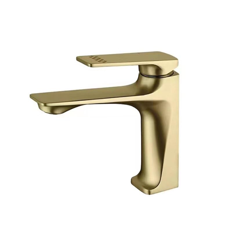 Mitigeur de lavabo or brossé monotrou pour eau chaude et froide de salle de bain