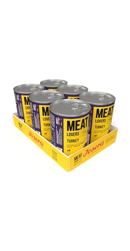 Josera Meat Lovers Pure Turkey | Nassfutter für Hunde | hoher Fleischanteil | getreidefrei | leckere Pute, saftige Brühe und Mineralstoffe | Alleinfuttermittel | 6 x 400 g