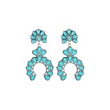 Bohemian Turquoise Oval Flower Drop Dangle Earrings Vintage Geometric Ethnic Teardrop Earrings Western Cowgirl Statement Jewelry-horseshoe