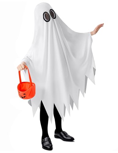 Image of Spooktacular Creations Ghost Costume for Kids with Pumpkin Basket, Scary Halloween Costume for Boys