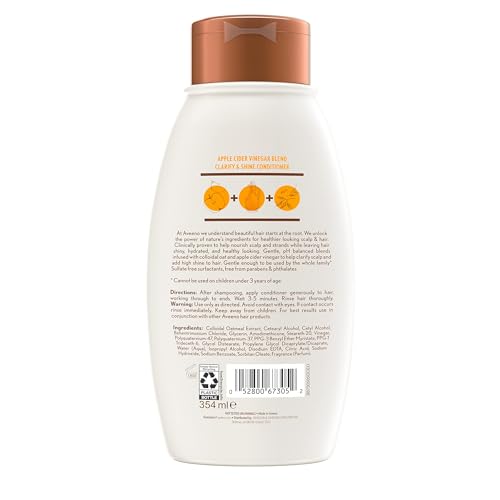 Aveeno Apple Cider Vinegar Sulfate-Free Conditioner for Balance & High Shine, Daily Moisturizing & Scalp Soothing Conditioner for Oily or Dull Hair, Paraben & Dye-Free, 12oz (Pack of 2) - image 9
