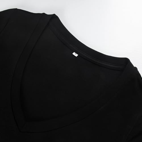 GEMBERA Womens' Stretchy V Neck Short Sleeve Form Fitted Casual Basic Top T-Shirts3