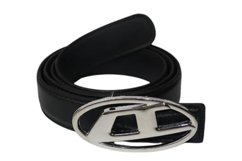 Image of Designer Belt for Women, Black Artificial Leather, Silver Metal Buckle, 109 cm Length, 2.8 cm Width
