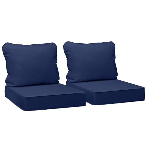 Image of AAAAAcessories Outdoor Deep Seat Cushions, Waterproof, Fade-Resistant Patio Furniture Replacement Cushions, 25.5 inch x 25.5 inch x 5 inch + 25.5 inch x 19 inch, Set of 2, Navy Blue