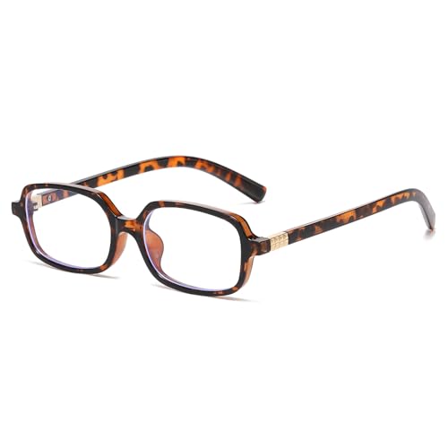 Image of Square Blue Light Blocking Glasses Retro Rectangle Glasses for Women Men Small Fashion Vintage Eyeglasses (Tortoise)