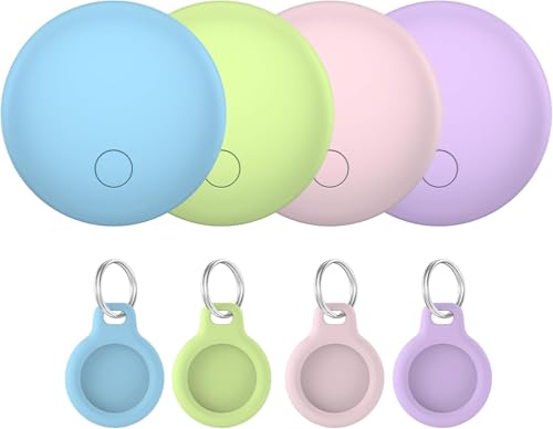 Buscador de Objetos Bluetooth 4 Piezas, Air Tracker Tag Compatible con Apple Buscar(Sólo iOS), Localizador para Llaves, Cartera, Equipaje, Mochila, Batería Reemplazable, IP68 Impermeable